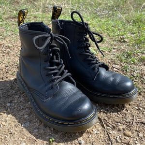 Dr. Martens combat boots black 1460 with side zipper size 2 kids unisex